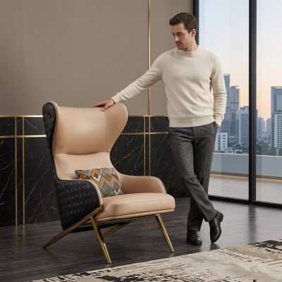 Fauteuil Designer Fauteuil Fauteuil Rembourré Décor Moderne Fauteuil Relaxant en Cuir de Luxe