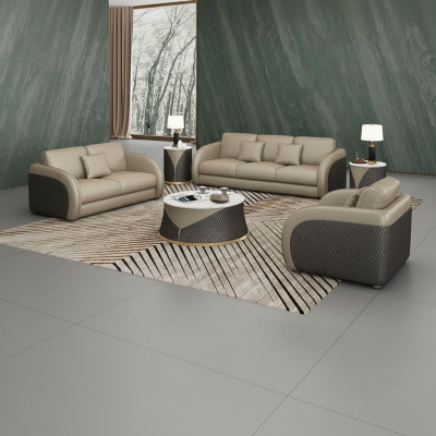 Suite en cuir Canapé Design Canapé Rembourrage 6 pièces. Ensemble Tables basses