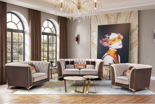 Meubles rembourrés exclusifs 32 places ensemble de canapés 2 pièces. Paysage vivant de designer