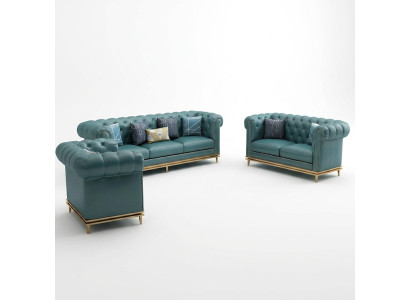 Ensemble de canapé Chesterfield. Ensemble de 2 sièges rembourrés. Canapé neuf 3 places + 2 places.