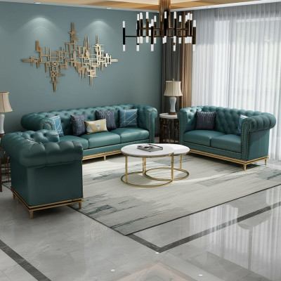 Canapé Chesterfield ensemble canapé rembourrage 6 pièces. Ensemble de salon tables