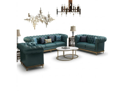 Canapé Chesterfield ensemble canapé rembourrage 6 pièces. Ensemble de salon tables