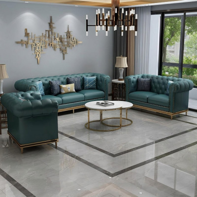 Canapé Chesterfield Canapé en tissu 3 places en cuir neuf