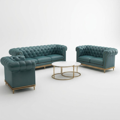 Canapé Chesterfield Canapé en tissu 3 places en cuir neuf