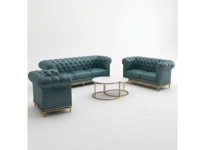 Canapé Chesterfield Canapé en tissu 3 places en cuir neuf