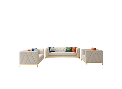 Canapé en cuir en acier inoxydable Medusa, ensemble de canapé, mobilier de salon 4 pièces