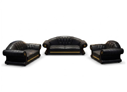 Canapé Chesterfield ensemble complet de 6 pièces avec coussins de siège, table d'appoint et table.