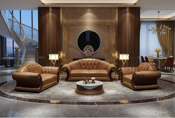 Canapé Chesterfield Canapé Rembourrage Canapé 3 places Décors en cuir Rembourrage neuf