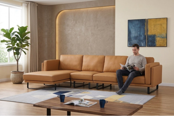 Canapé d'angle Design Canapé d'angle Mobilier de salon Canapé moderne en cuir rembourré
