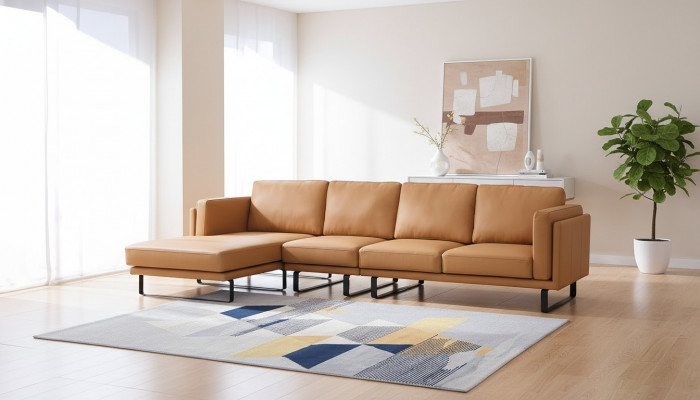 Canapé d'angle Design Canapé d'angle Mobilier de salon Canapé moderne en cuir rembourré
