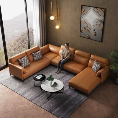 Sofa d'angle du salon Canapé d'angle design Meuble Canapé en cuir Salon Sofa