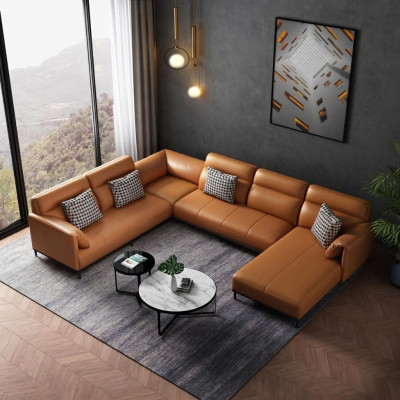 Sofa d'angle du salon Canapé d'angle design Meuble Canapé en cuir Salon Sofa