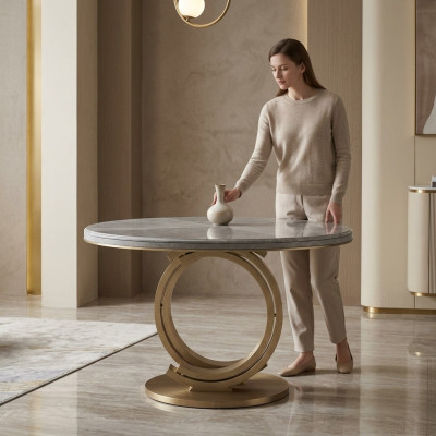 Table ronde Salle à manger Table à manger Style italien Mobilier Table à manger Ronde
