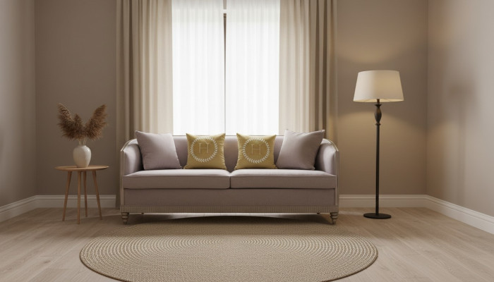 Mobilier de style italien - Canapé trois places en tissu de bois textile