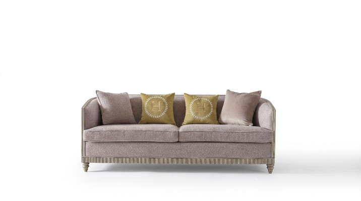 Mobilier de style italien - Canapé trois places en tissu de bois textile