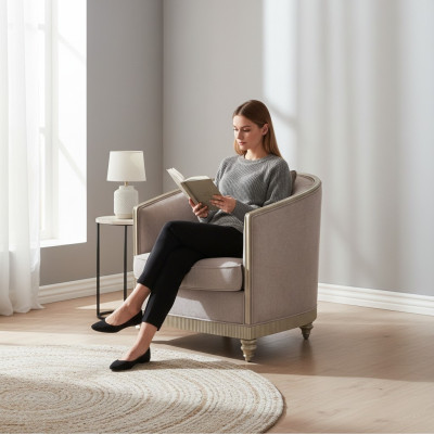 Salon Luxe Fauteuil Hôtel Tapisserie Décoration Moderne Fauteuil Design Gris