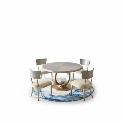 Ensemble de salle à manger complet Table ronde + 4 chaises avec accoudoirs