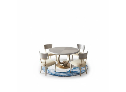 Ensemble de salle à manger complet Table ronde + 4 chaises avec accoudoirs