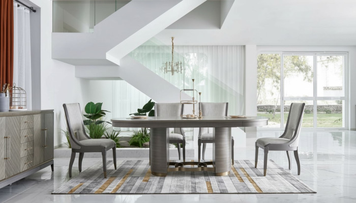 Ensemble de salle à manger de luxe Table avec 6 chaises dossier complet e Groupe style Dubai