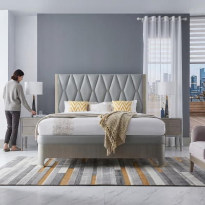 Ensemble de chambre à coucher Lit Table de chevet Design Moderne Lits de luxe Groupe
