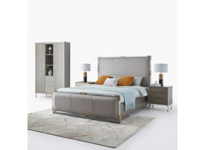 Meubles de chambre de luxe Lit 2x Ensemble de table de chevet Lits meubles d'hôtel dubaï