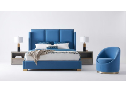 Lit double lit en bleu royal Chambre à coucher Literie 180x200 Hôtel de luxe