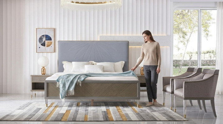 Mobilier de chambre à coucher de luxe 2x Set de tables de chevet Lits Mobilier d'hôtel dubaï