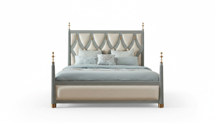 Meubles de luxe Chambre d'hôtel Lits Royaux Lit en bois Lit en or 180x200cm