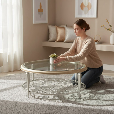 Table basse Table d'appoint Table en verre Salon Table design Mobilier Rond
