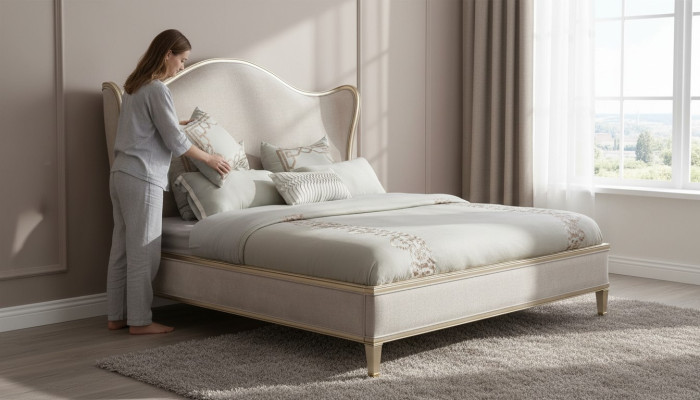 Design Textile Bed Luxury Upholstery Beds Decorative Double Modern Marriage 180x200 Conception Lit Textile Luxe Lits Rembourrés Décoratifs Doubles Moderne Mariage 180x200