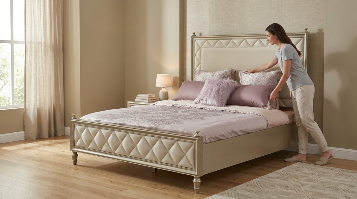 Classique lit Lit double Designer Cuir Hôtel Literie Lits Textile Mariage