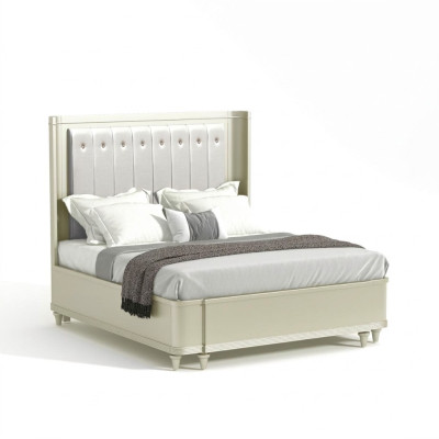 Conception rembourrée Lit de luxe 180 x 200cm Lits en tissu en cuir Chambre moderne