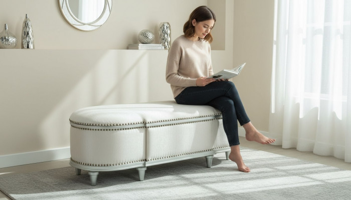 Tabouret ovale coffre Classique Repose-pieds Tabouret Repose-pieds Banc