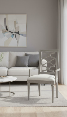 Chaise de design de luxe avec accoudoirs, meuble textile réel siège 1 place en bois.