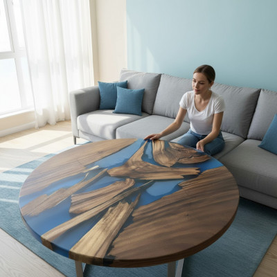 Tables rondes Table à manger Table de design Moderne Rivière de mer Meubles 90 cm