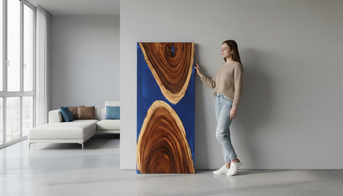 Table à manger 1m² résine époxy Bois massif Mobilier table époxy en cascade