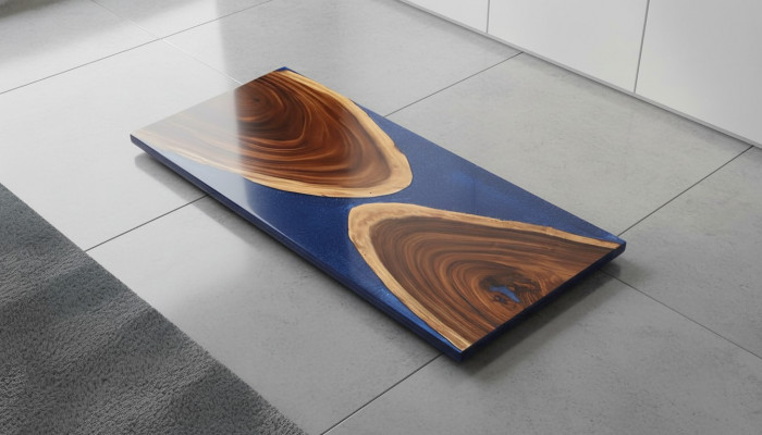 Table à manger 1m² résine époxy Bois massif Mobilier table époxy en cascade