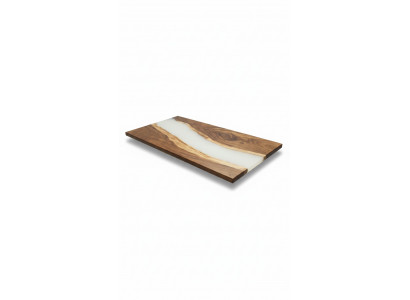 Table en époxy avec cascade de résine coulée, table à manger en résine époxy, bois massif en résine époxy.