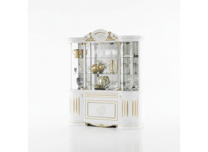 Vitrine Meubles italiens Salon Armoire Blanc Or Vitrines en verre neuf