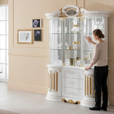 Meubles de luxe italiens xxl Vitrine Armoire commode Armoire en verre Armoire de designer neuve