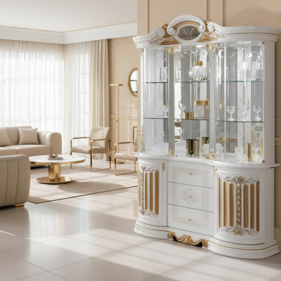 Meubles de luxe italiens xxl Vitrine Armoire commode Armoire en verre Armoire de designer neuve