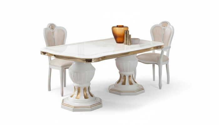 Table à manger classique Table Salon Tables italiennes Style Meubles Blanc Or