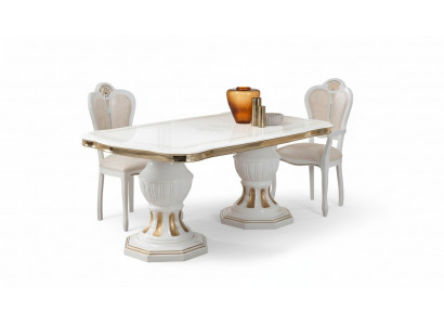 Table à manger classique Table Salon Tables italiennes Style Meubles Blanc Or