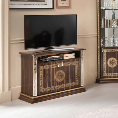 Meuble de télévision Armoire Mobilier italien Bois marron Commodes Buffet Étagère Neuf de luxe