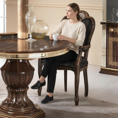 Chaise avec accoudoir Chaise design de luxe Meuble textile Fauteuil une place Fauteuil en bois neuf
