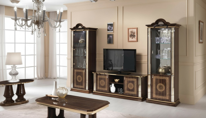 Meuble de cloison italien Armoire Vitrine Meuble TV Ensemble de 3 pièces de haute qualité Vitrines TV en verre