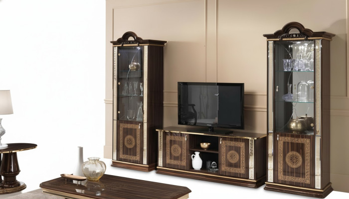Meuble de cloison italien Armoire Vitrine Meuble TV Ensemble de 3 pièces de haute qualité Vitrines TV en verre
