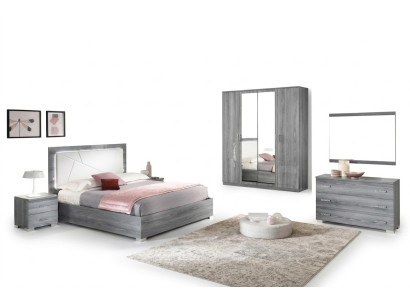 Ensemble de chambre : Lit 2xTable de nuit Commode Miroir Armoire 6 pièces. Meubles