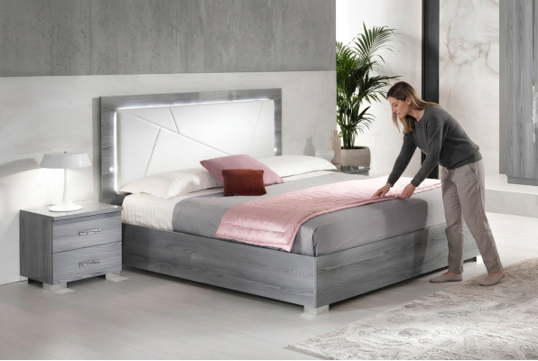 Chambre 3 pièces Ensemble Lit 2x Table de chevet Console Lits Doubles Hôtel Tapisserie