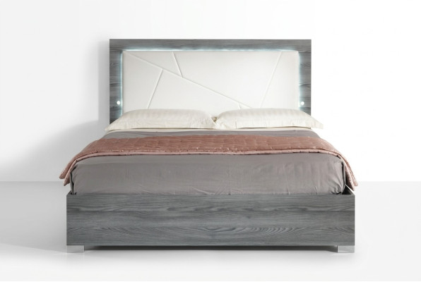 Lit de luxe Chambre à coucher Lits en bois moderne double lit de couchage gris 160x200 neuf